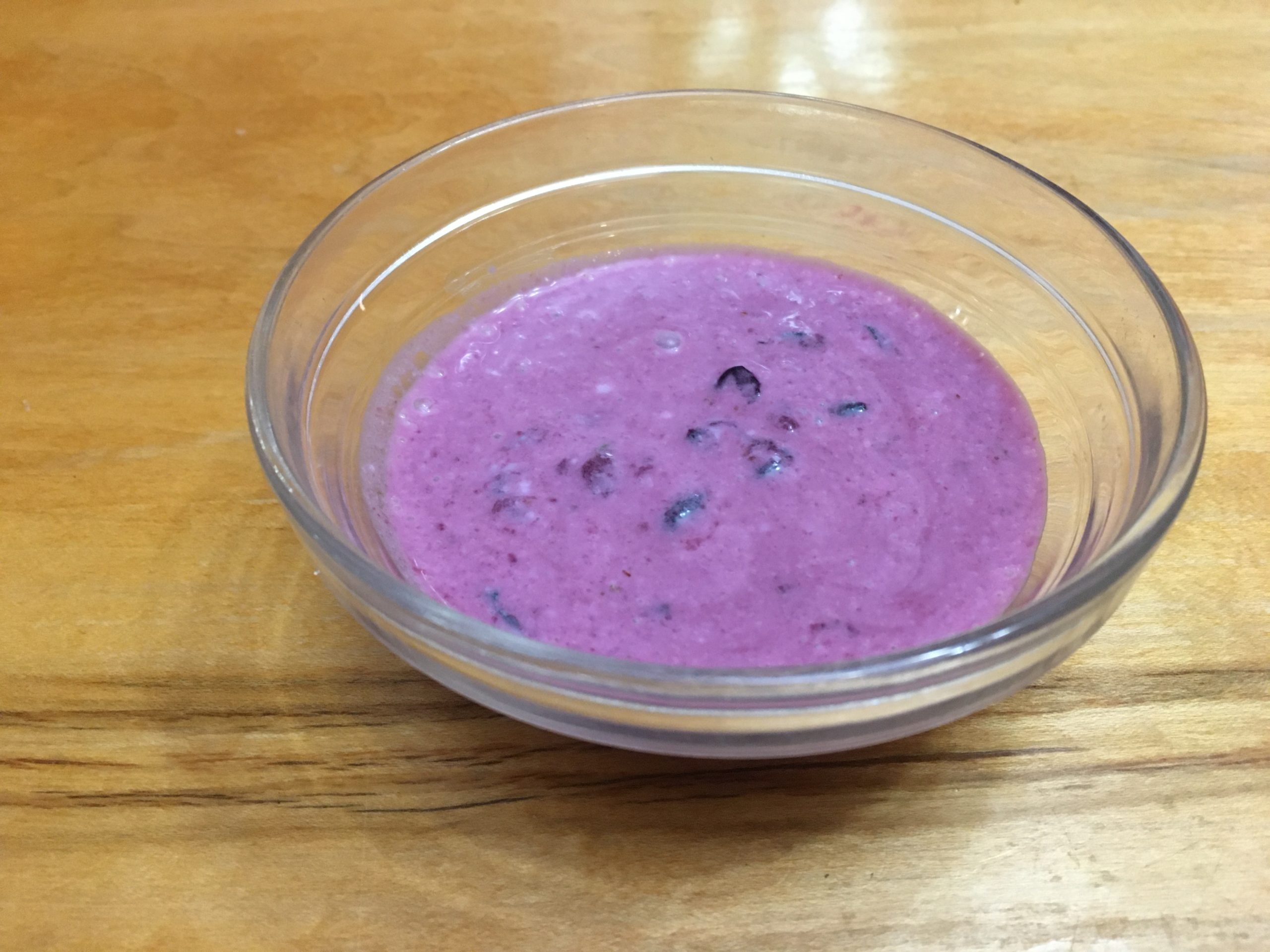 Bowl of homemade blueberry yogurt.