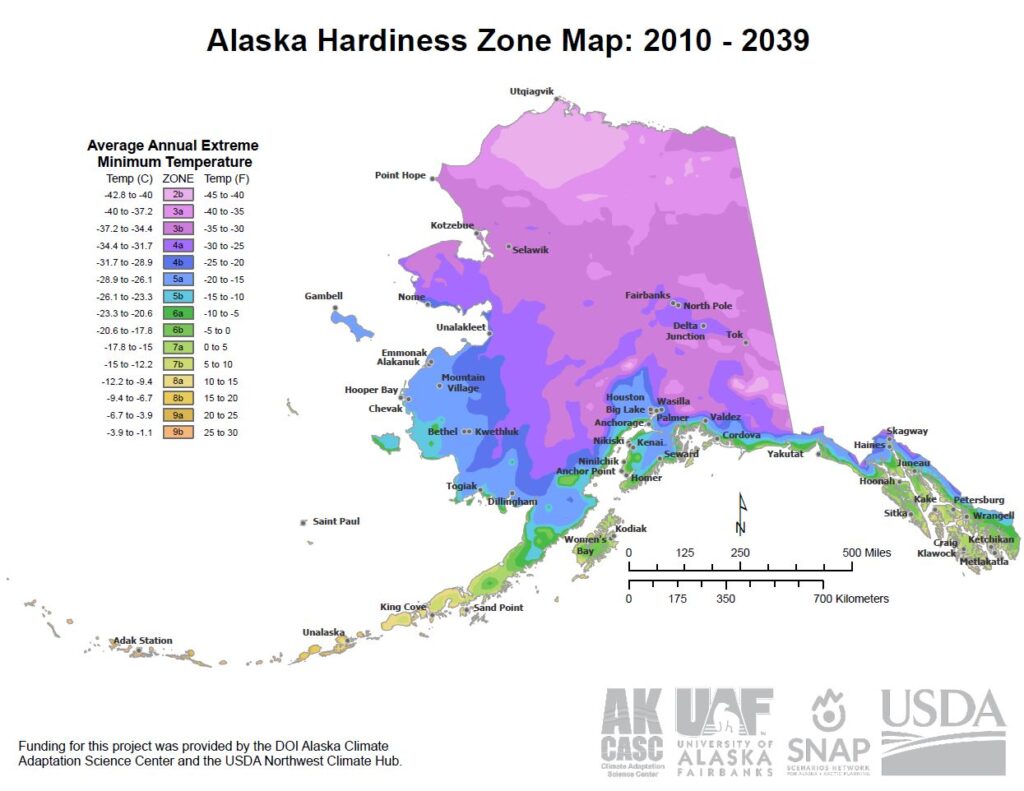 map of Hardiness zones created by SNAP
