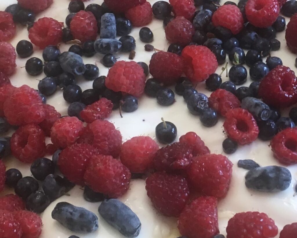 Raspberries, Alaskan blueberries, and Haskaps berries